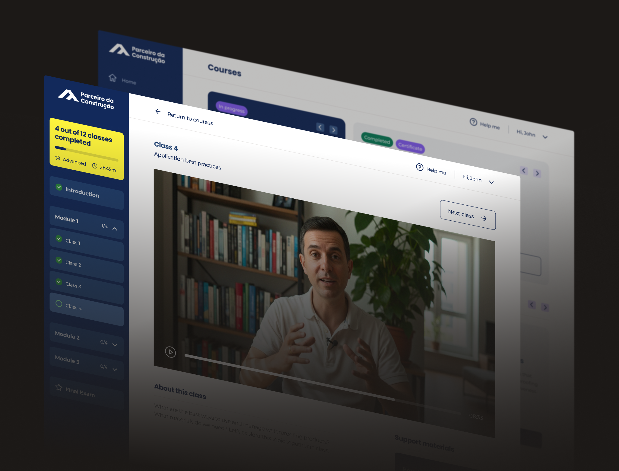 Overview of the redesigned Parceiro da Construção platform interface